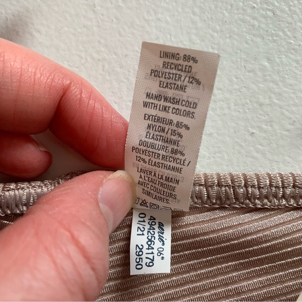 aerie Ribbed Tie-Side Bikini Bottoms in Mauve Taupe - Picture 7 of 12